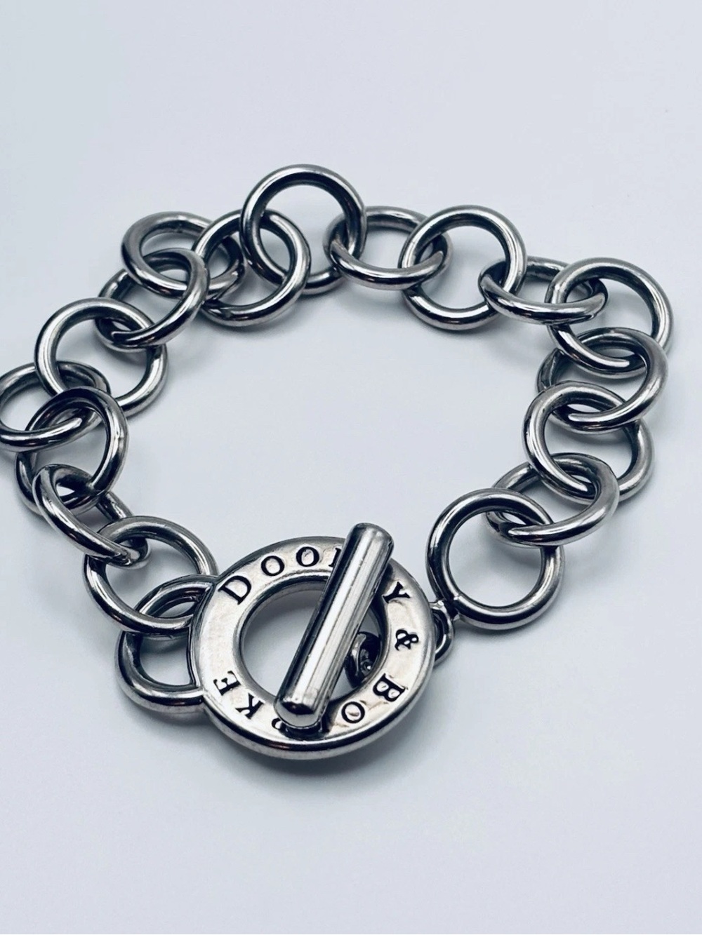 Dooney & Bourke Silver Tone Chunky Round Link Toggle Bracelet